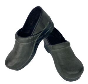 Dansko Shoes Womens Size 9.5 EU 40 Gray Leather Clogs Slip On Work Comfort